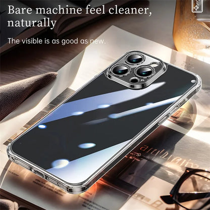 SULADA For iPhone 15 Pro Max Clear Case TPU Frame +Tempered Glass Back Phone Cover