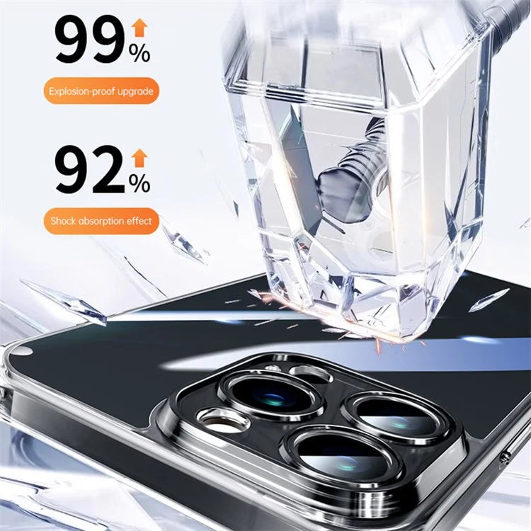SULADA For iPhone 15 Pro Max Clear Case TPU Frame +Tempered Glass Back Phone Cover