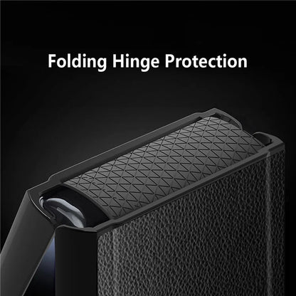 For Samsung Galaxy Z Flip5 5G Case PU Leather+PC Kickstand Phone Cover with Small Screen Film