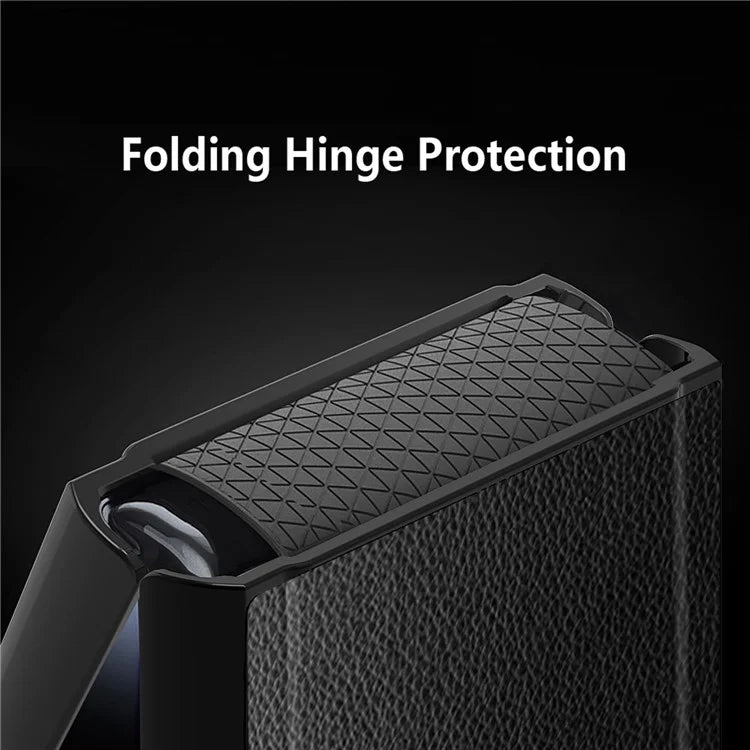 For Samsung Galaxy Z Flip5 5G Case PU Leather+PC Kickstand Phone Cover with Small Screen Film