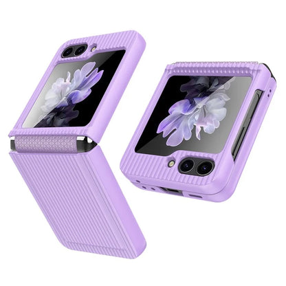 For Samsung Galaxy Z Flip5 5G Case Luggage Case Striped Design Phone Cover with Small Screen Film