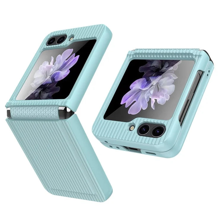 For Samsung Galaxy Z Flip5 5G Case Luggage Case Striped Design Phone Cover with Small Screen Film