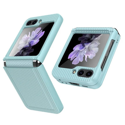 For Samsung Galaxy Z Flip5 5G Case Luggage Case Striped Design Phone Cover with Small Screen Film