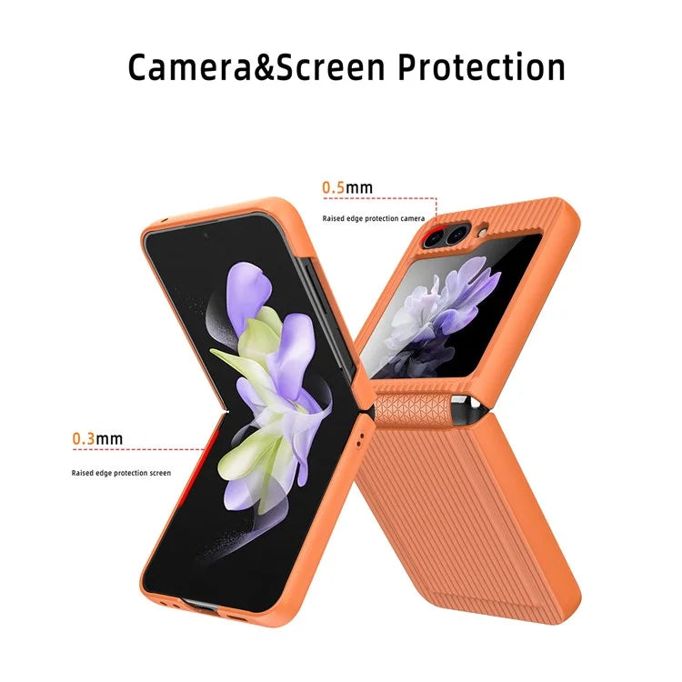 For Samsung Galaxy Z Flip5 5G Case Luggage Case Striped Design Phone Cover with Small Screen Film