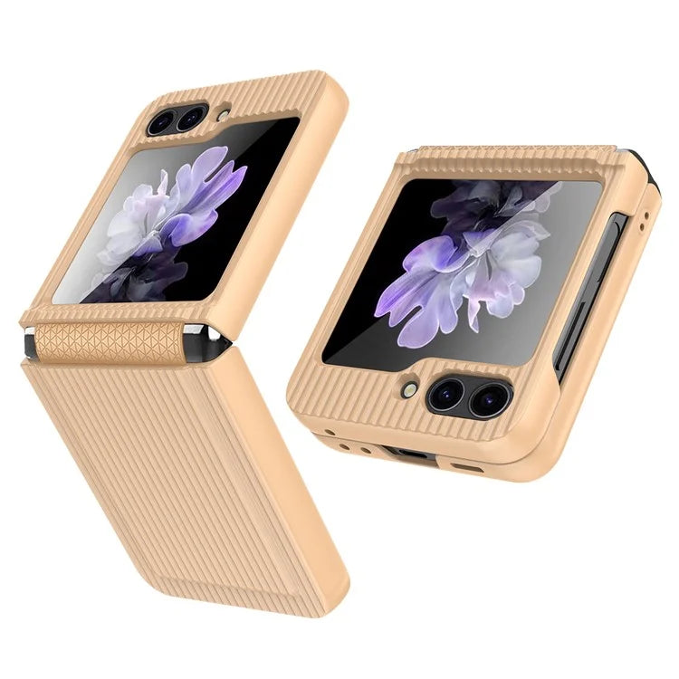 For Samsung Galaxy Z Flip5 5G Case Luggage Case Striped Design Phone Cover with Small Screen Film