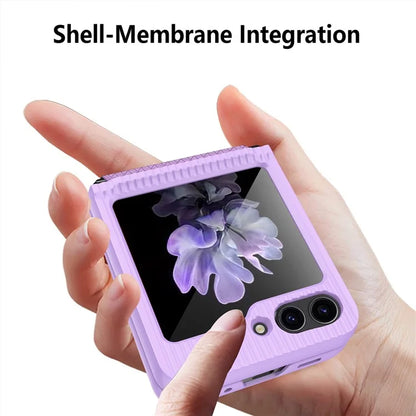 For Samsung Galaxy Z Flip5 5G Case Luggage Case Striped Design Phone Cover with Small Screen Film
