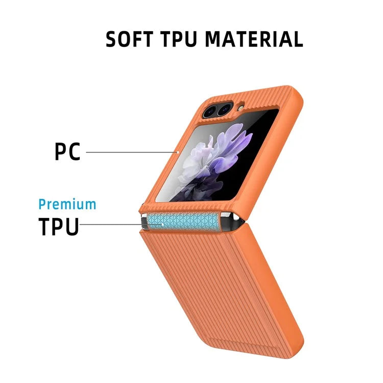 For Samsung Galaxy Z Flip5 5G Case Luggage Case Striped Design Phone Cover with Small Screen Film