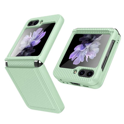 For Samsung Galaxy Z Flip5 5G Case Luggage Case Striped Design Phone Cover with Small Screen Film