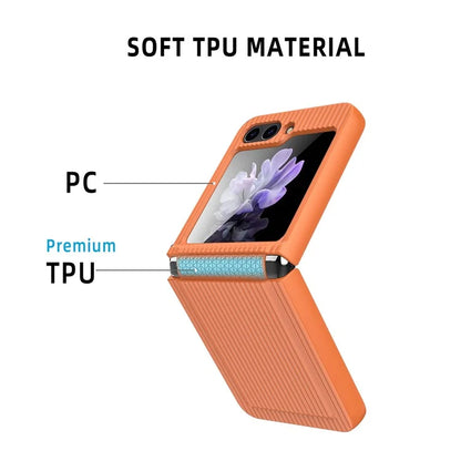 For Samsung Galaxy Z Flip5 5G Case Luggage Case Striped Design Phone Cover with Small Screen Film