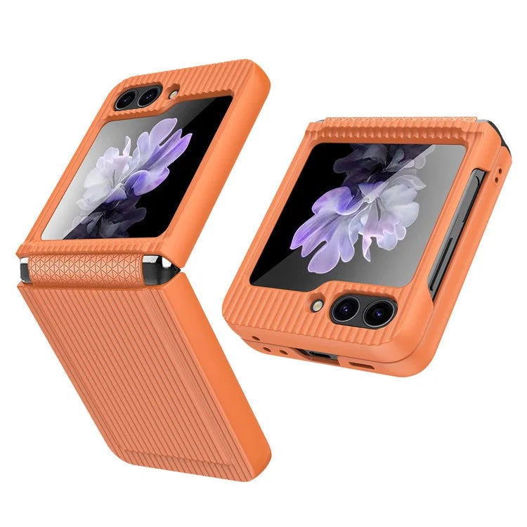 For Samsung Galaxy Z Flip5 5G Case Luggage Case Striped Design Phone Cover with Small Screen Film
