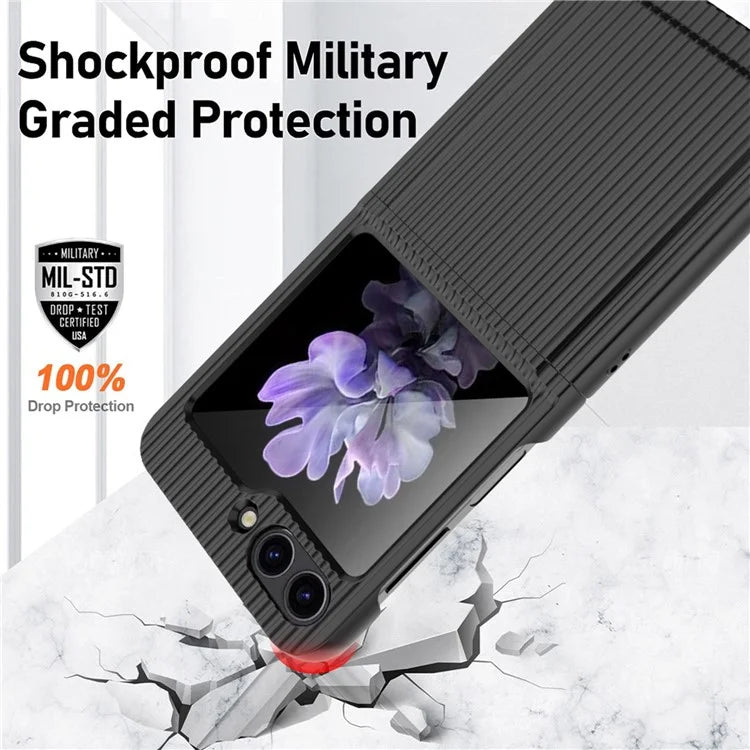 For Samsung Galaxy Z Flip5 5G Case Luggage Case Striped Design Phone Cover with Small Screen Film