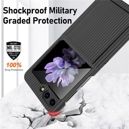 For Samsung Galaxy Z Flip5 5G Case Luggage Case Striped Design Phone Cover with Small Screen Film