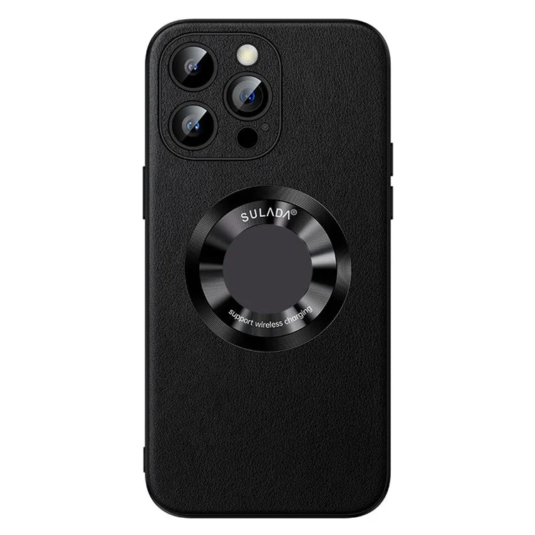 SULADA For iPhone 15 Pro Max Magnetic Phone Case Microfiber Leather+TPU Anti-Shock Cover
