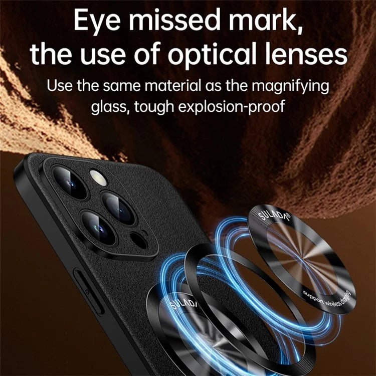 SULADA For iPhone 15 Pro Max Magnetic Phone Case Microfiber Leather+TPU Anti-Shock Cover