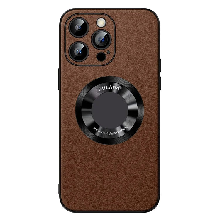 SULADA For iPhone 15 Pro Magnetic Cover Microfiber Leather+TPU Protection Phone Case