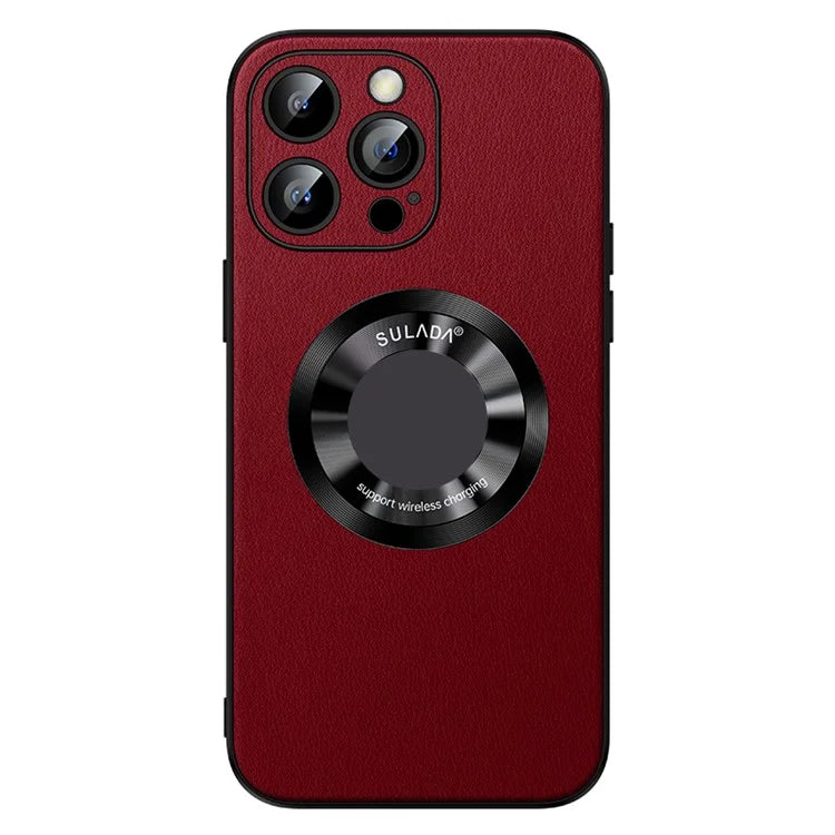 SULADA For iPhone 15 Pro Magnetic Cover Microfiber Leather+TPU Protection Phone Case