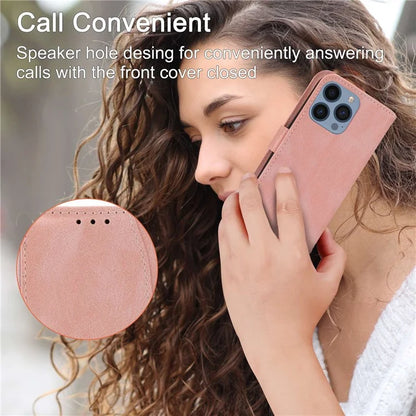 For iPhone 15 Pro Max Case Zipper Pocket Phone Cover Leather Stand Shell with 2 Straps