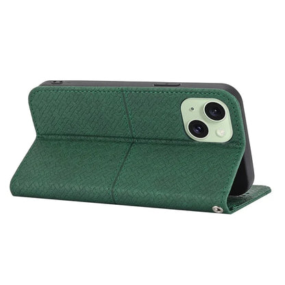 For iPhone 15 Case Drop-proof Leather Wallet Stand Phone Cover with Strap