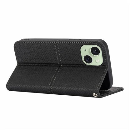 For iPhone 15 Case Drop-proof Leather Wallet Stand Phone Cover with Strap