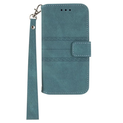 For iPhone 15 Pro Max Case Imprinted Leather Stand Shockproof Phone Shell with Strap