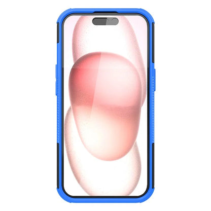 For iPhone 15 Tyre Pattern Phone Case Kickstand PC+TPU Shock Absorbing Phone Cover