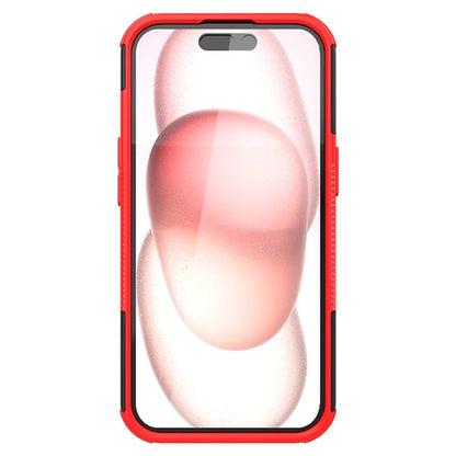 For iPhone 15 Tyre Pattern Phone Case Kickstand PC+TPU Shock Absorbing Phone Cover