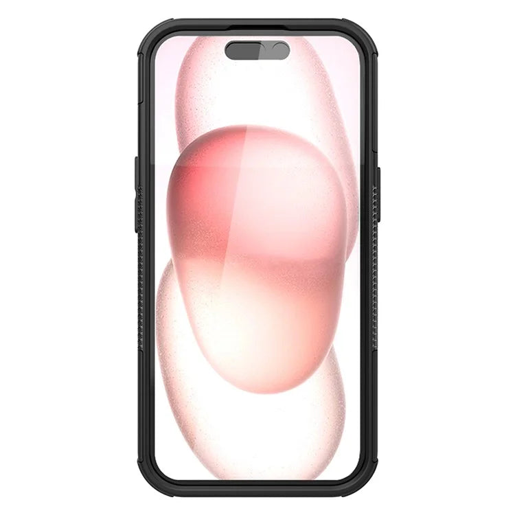 For iPhone 15 Tyre Pattern Phone Case Kickstand PC+TPU Shock Absorbing Phone Cover