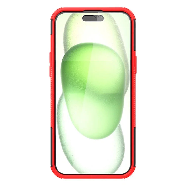 For iPhone 15 Plus Tyre Pattern Design Cover PC+TPU Phone Case with Kickstand