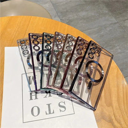 For Samsung Galaxy S22 Ultra 5G Case Electroplated TPU Magnetic Phone Cover with Lens Film