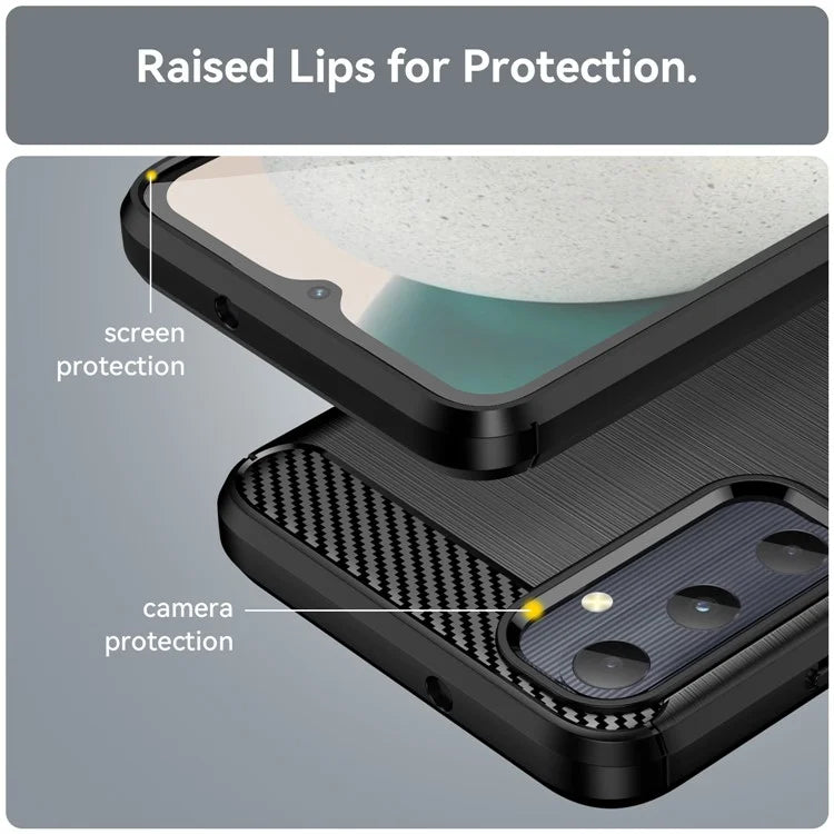 For Samsung Galaxy A05s 4G Case Brushed TPU Phone Cover with Carbon Fiber Texture