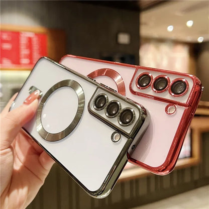 For Samsung Galaxy S22 5G Case Built-in Lens Film TPU Magnetic Phone Cover