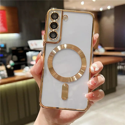 For Samsung Galaxy S22 5G Case Built-in Lens Film TPU Magnetic Phone Cover