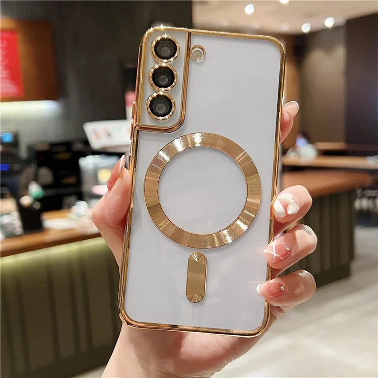 For Samsung Galaxy S23 Case Electroplated Magnetic Clear TPU Phone Back Cover