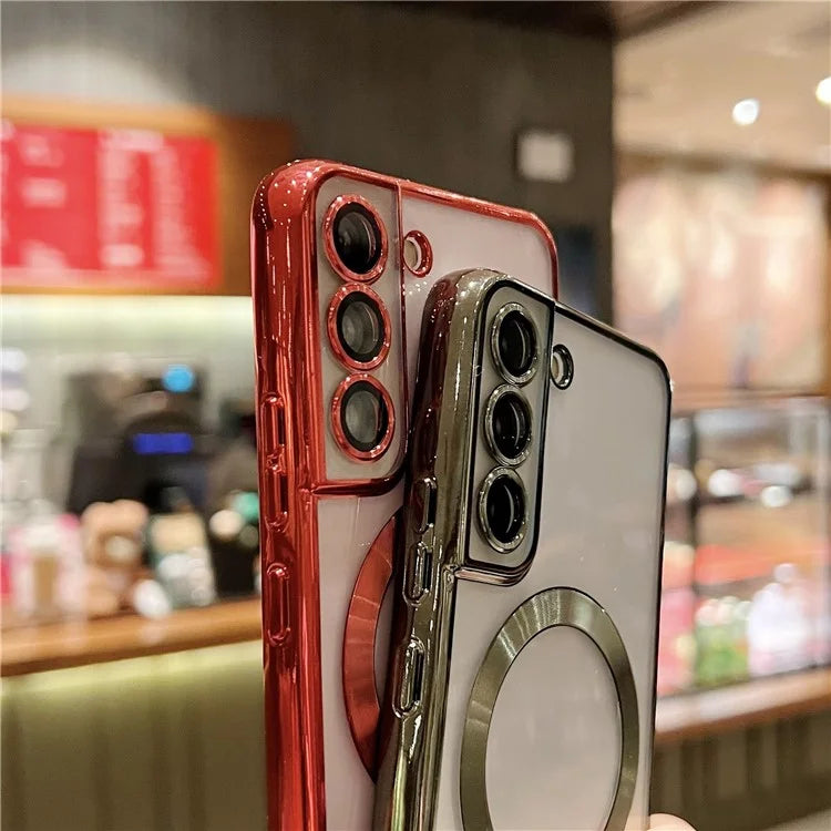 For Samsung Galaxy S23 Case Electroplated Magnetic Clear TPU Phone Back Cover