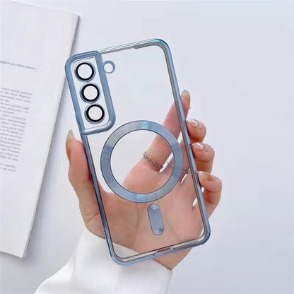 For Samsung Galaxy S23 Case Electroplated Magnetic Clear TPU Phone Back Cover