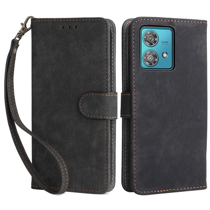 For Motorola Edge 40 Neo 5G Case PU Leather RFID Blocking Phone Cover with Strap
