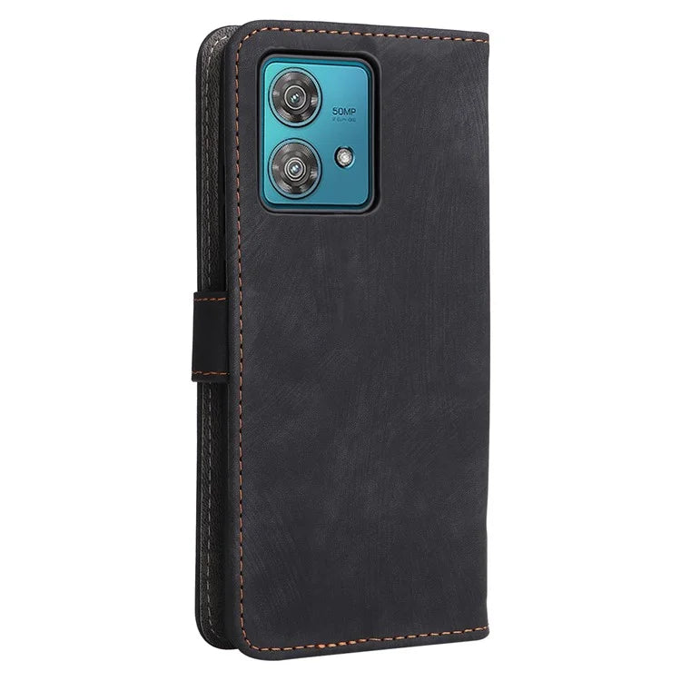 For Motorola Edge 40 Neo 5G Case PU Leather RFID Blocking Phone Cover with Strap