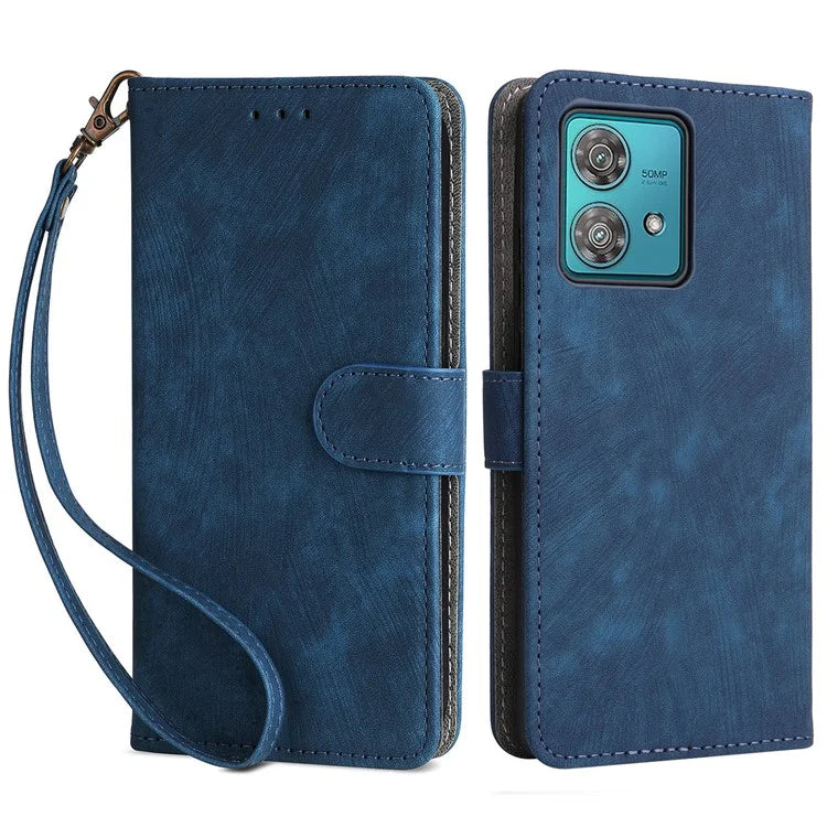 For Motorola Edge 40 Neo 5G Case PU Leather RFID Blocking Phone Cover with Strap