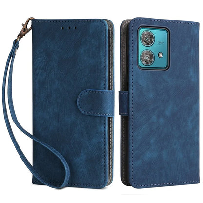For Motorola Edge 40 Neo 5G Case PU Leather RFID Blocking Phone Cover with Strap