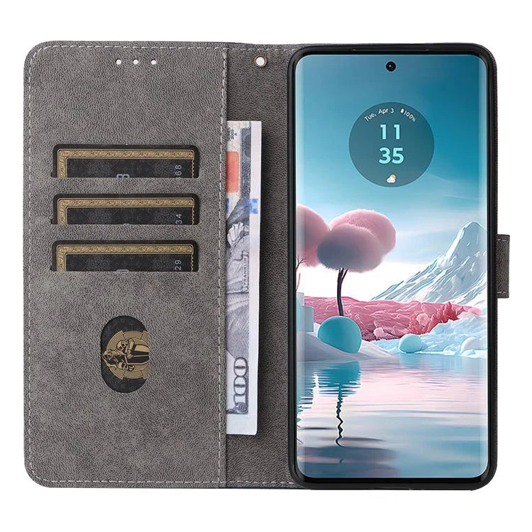 For Motorola Edge 40 Neo 5G Case PU Leather RFID Blocking Phone Cover with Strap