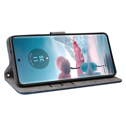 For Motorola Edge 40 Neo 5G Case PU Leather RFID Blocking Phone Cover with Strap