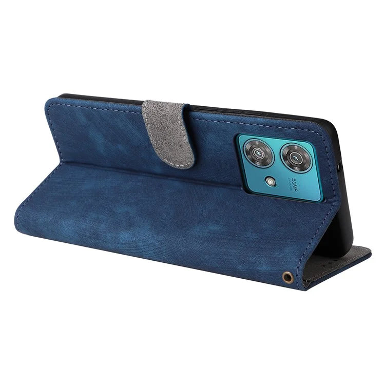 For Motorola Edge 40 Neo 5G Case PU Leather RFID Blocking Phone Cover with Strap