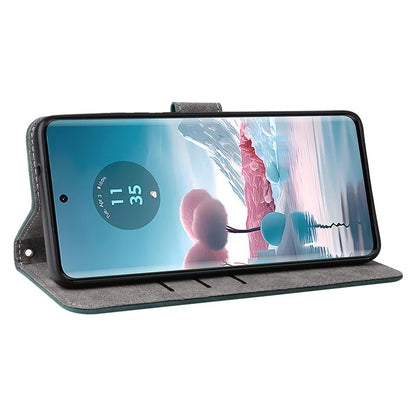For Motorola Edge 40 Neo 5G Case PU Leather RFID Blocking Phone Cover with Strap