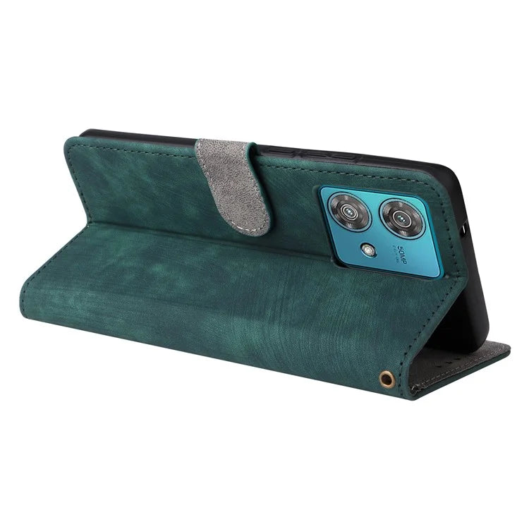 For Motorola Edge 40 Neo 5G Case PU Leather RFID Blocking Phone Cover with Strap