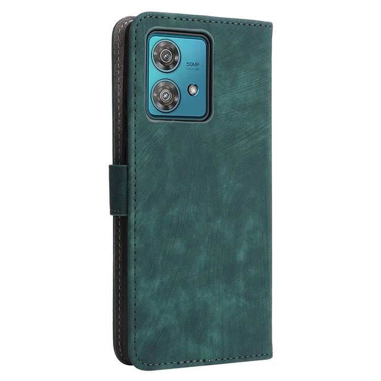 For Motorola Edge 40 Neo 5G Case PU Leather RFID Blocking Phone Cover with Strap