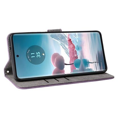 For Motorola Edge 40 Neo 5G Case PU Leather RFID Blocking Phone Cover with Strap