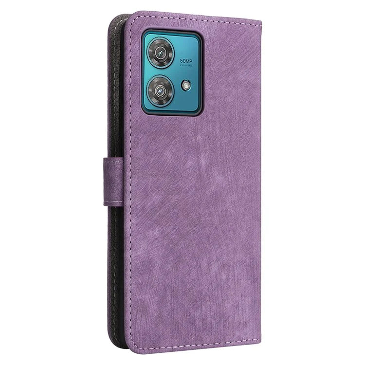For Motorola Edge 40 Neo 5G Case PU Leather RFID Blocking Phone Cover with Strap