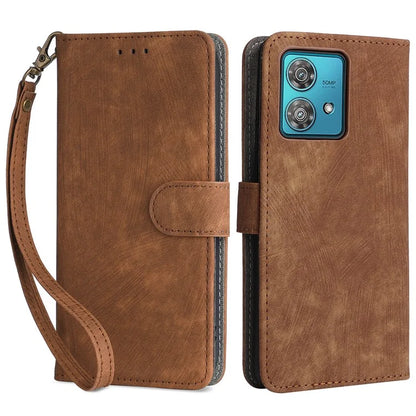 For Motorola Edge 40 Neo 5G Case PU Leather RFID Blocking Phone Cover with Strap