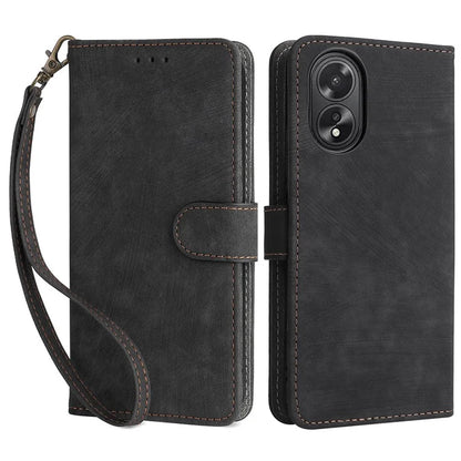 For Oppo A18 4G / A38 4G Leather Case RFID Blocking Wallet Phone Cover with Strap