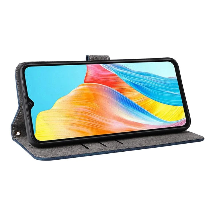 For Oppo A18 4G / A38 4G Leather Case RFID Blocking Wallet Phone Cover with Strap